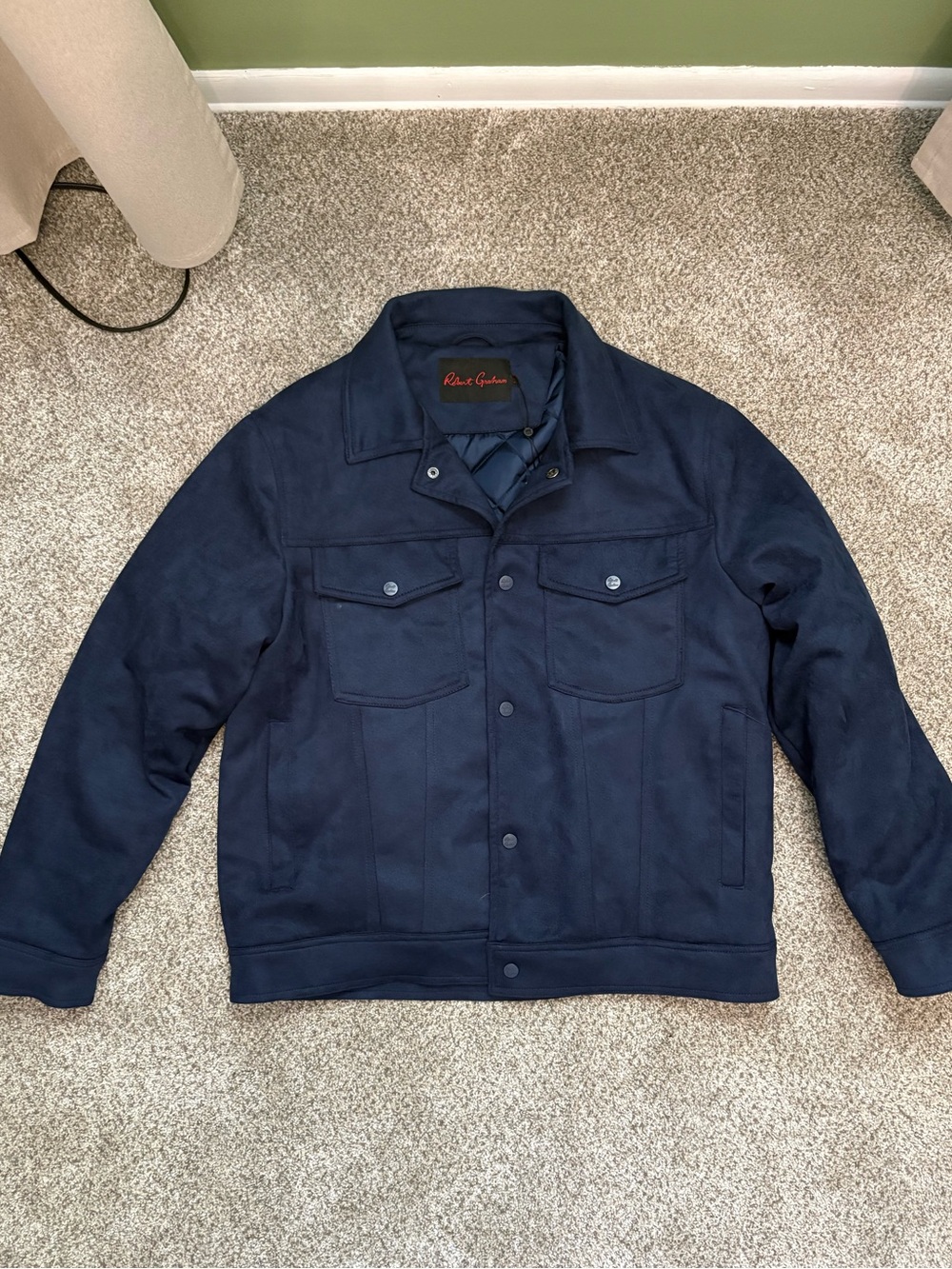 Robert Graham Navy Blue Vegan Suede Jacket -Small - SEE DESCRIPTION